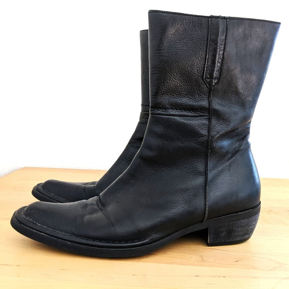 Cordani High Quality Made in Italy Black Leather Side Zipper Boots - Men Size 40